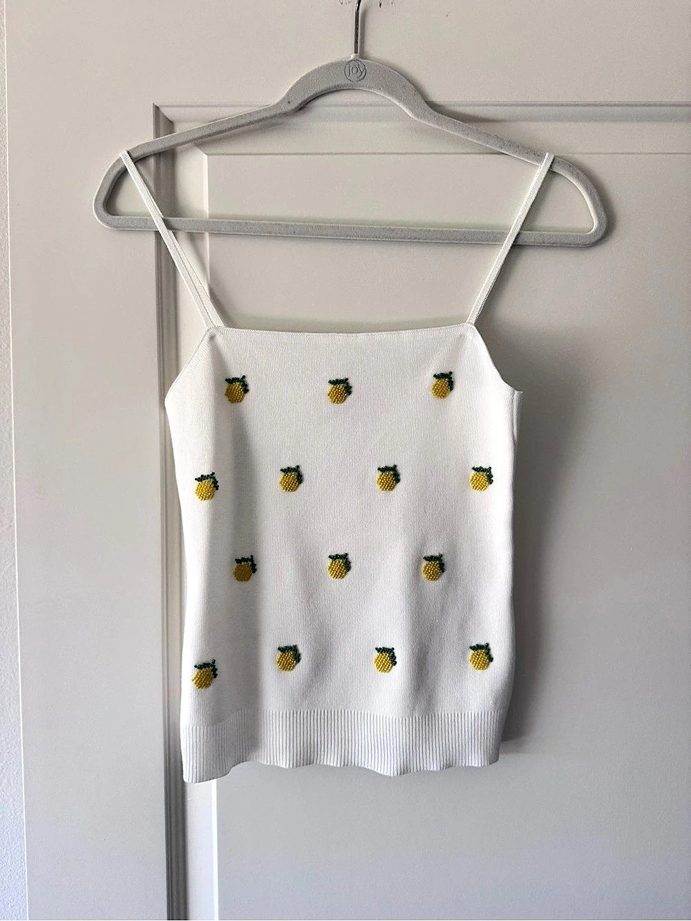 Free Assembly Lemon 🍋 Embroidered Knit Tank in White Size XS Like New